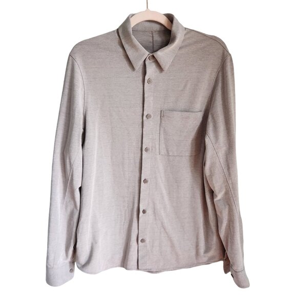Lululemon Shirt Men's Large Gray Button Up Pocket OTC Office Travel Commute - Picture 1 of 11